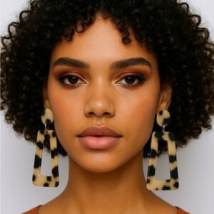 Black and Cream Geometric Earrings